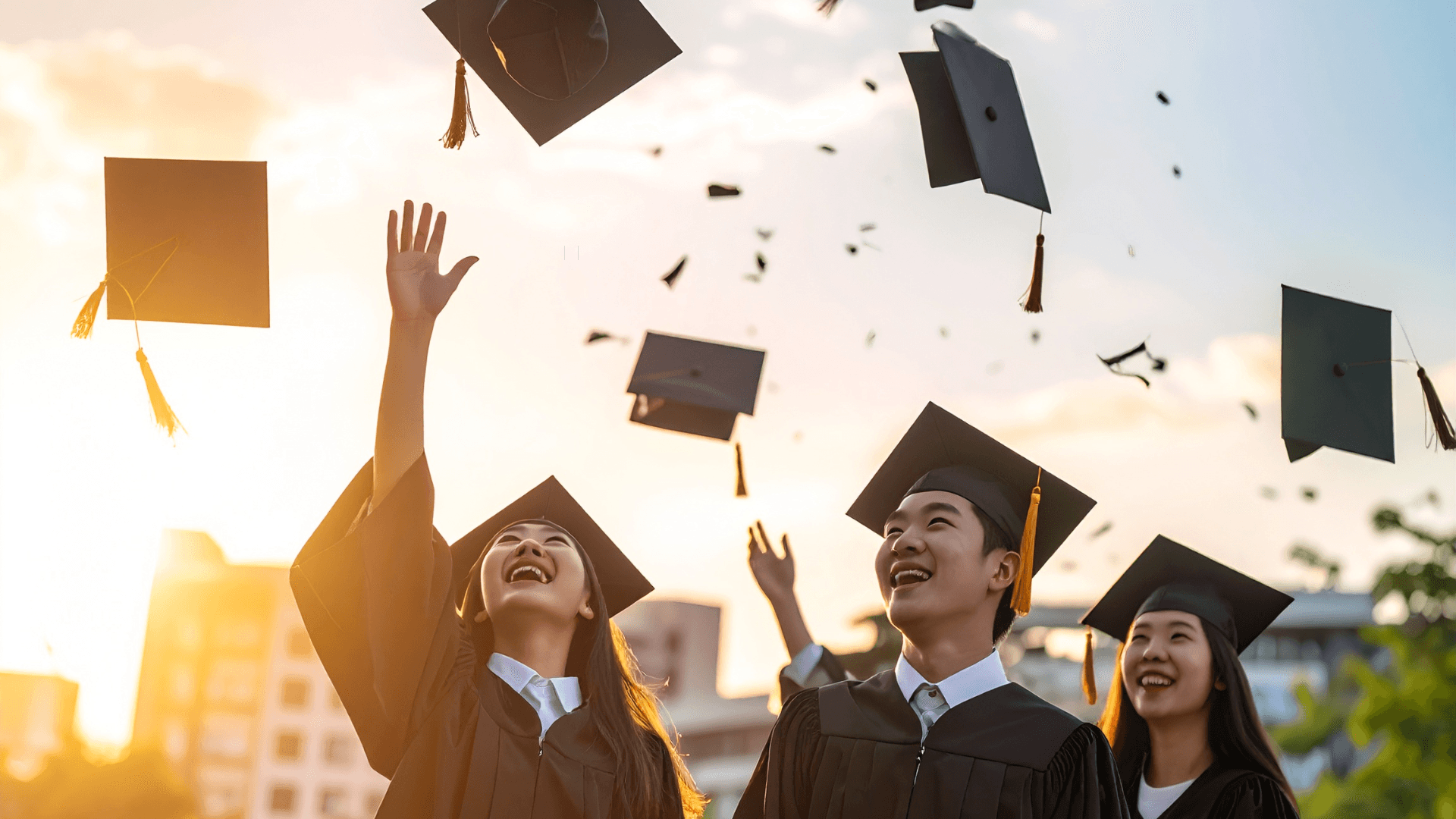 Students celebrating graduation