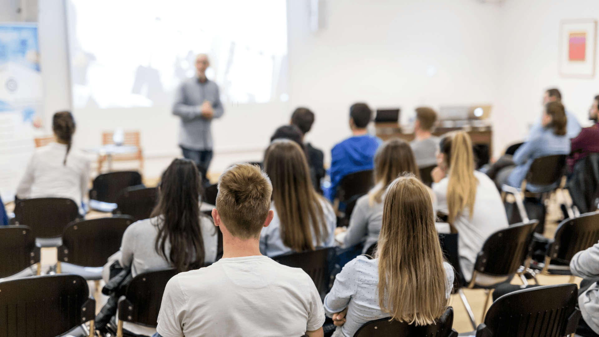 University lecture hall with students